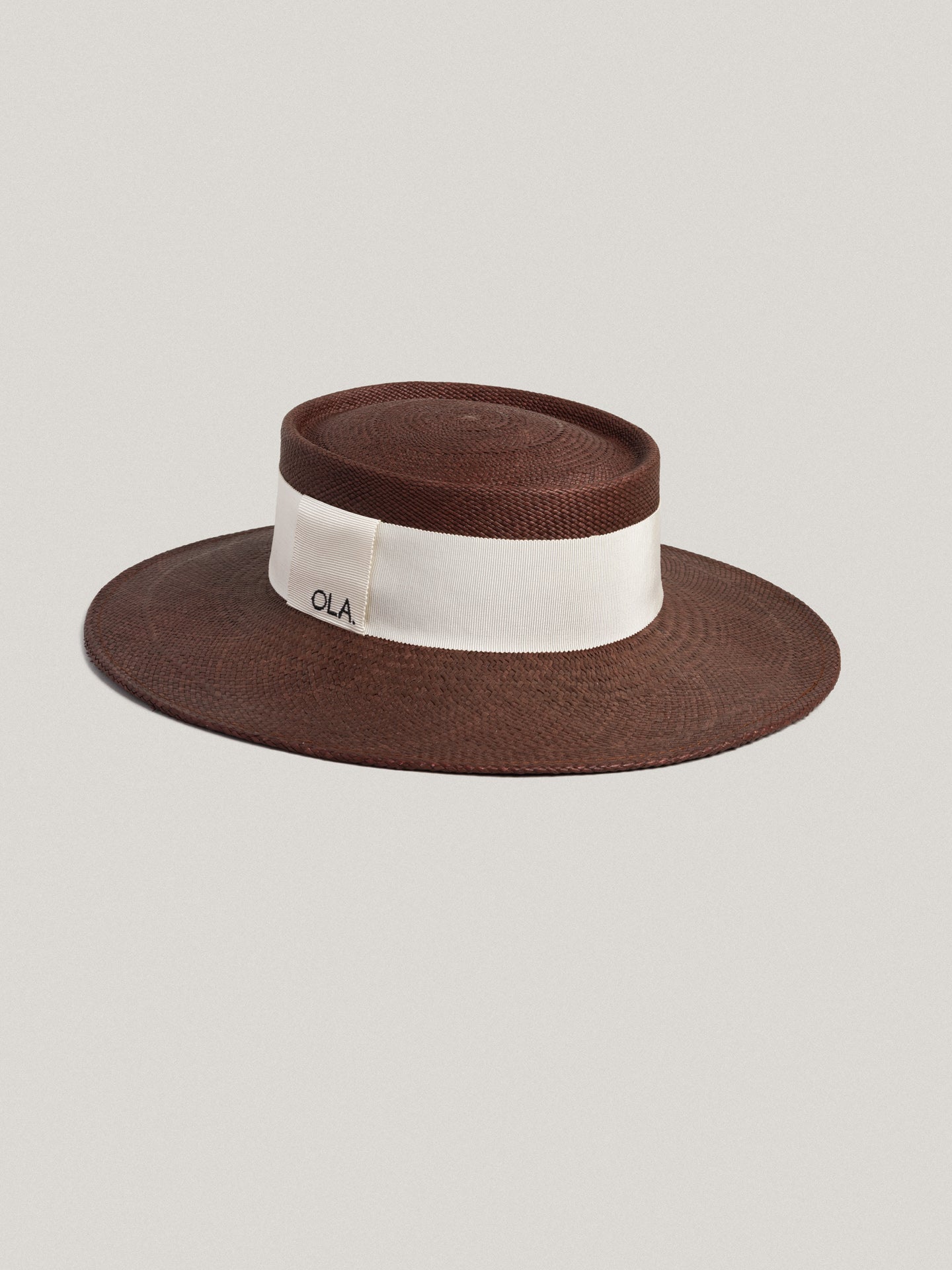 Le Canotier - Brown, White Ribbon
