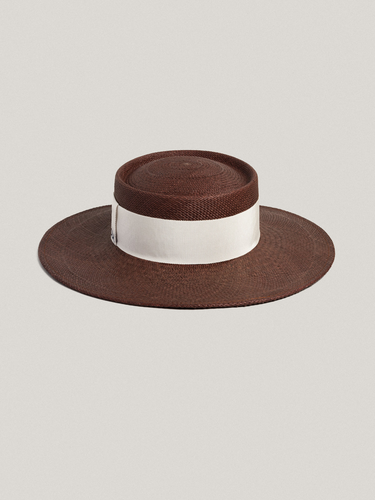 Le Canotier - Brown, White Ribbon